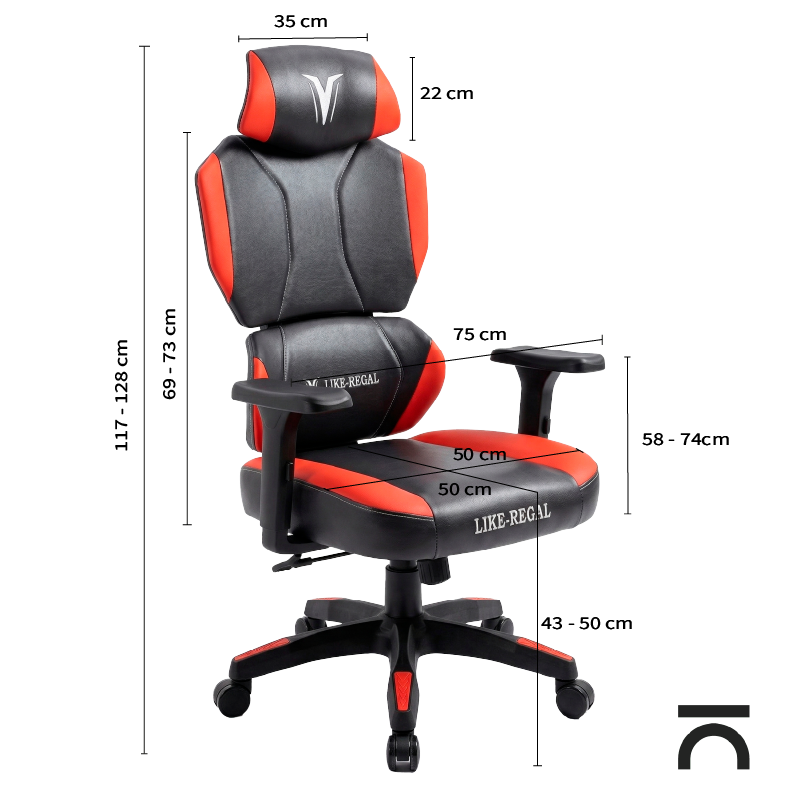 Gamingstuhl rot-schwarz Nova Plus Maße